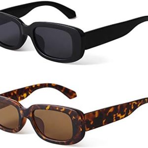 KUGUAOK Retro Rectangle Sunglasses Women and Men Vintage Small Square Sun Glasses UV Protection