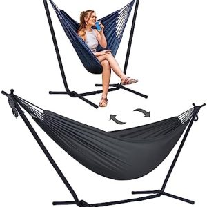 SUNCREAT 2-in-1 Hammocks Convertible Portable Double Hammock with Stand Included, Outdoor Hammock