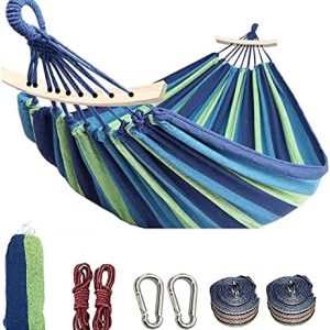 Colel Double Hammock, 2 Person Cotton Canvas Hammock 450lbs Portable Camping Hammock with Carrying