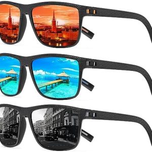 TURBOPEP Square Polarized Sunglasses for Men and Women Lightweight Frame Sun Glasses with UV